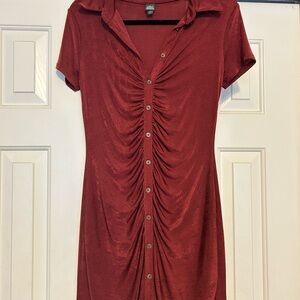 Rust Red Button-Up Dress